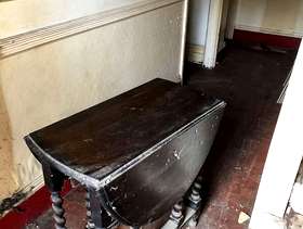 Freecycle Drop leaf table dark wood