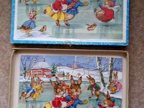 Freecycle Rabbits Iceskating Victory Handcut Wooden Jigsaw