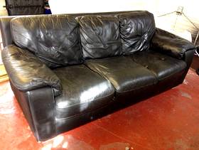 Freecycle Black leather sofa