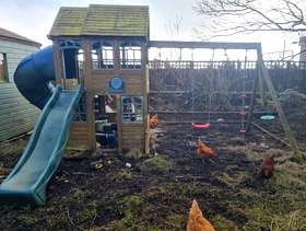 Freecycle Big Wooden slide with swing