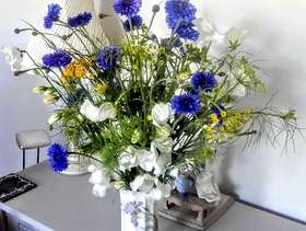 Freecycle Cottage flowers in a china vase