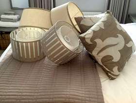 Freecycle Bedroom lampshades, cushions and throw