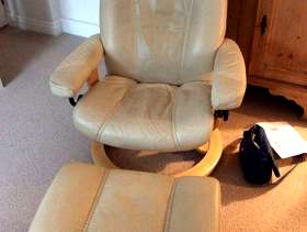 Freecycle Stressless cream leather chair and footrest