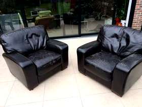 Freecycle Brown Leather Armchairs x2