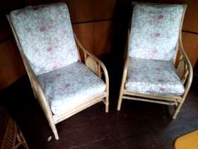 Freecycle PAIR of Wicker chairs with cushens