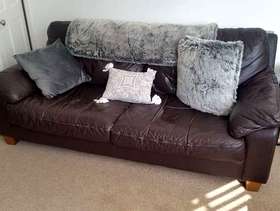 Freecycle Free large chocolate brown leather sofa