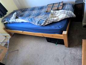 Freecycle Single Wooden Bed and Mattress