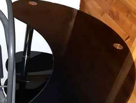 Freecycle Black glass corner computer desk