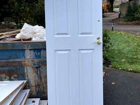 Freecycle White painted four panelled wooden doors x 6