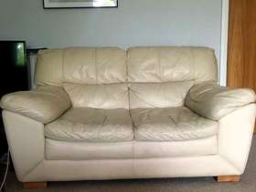 Freecycle 2 Seater Cream Leather Sofa