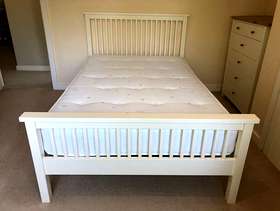 Freecycle Double Bed (wooden, cream) with mattress