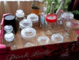 Freecycle Glass storage jars and bottles