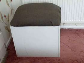 Freecycle Large white robust wooden boxes for storage, padded seats