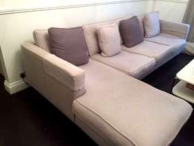 Freecycle L-shaped light grey couch