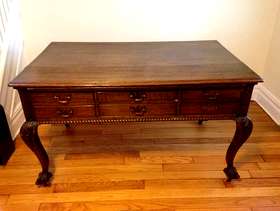 Freecycle Vintage wooden table with six drawers