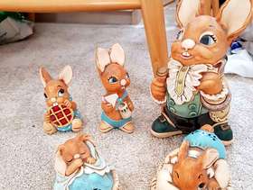 Freecycle Family of Pottery Rabbits