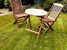 Freecycle Wooden Bistro table and two chairs