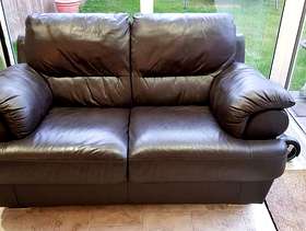 Freecycle 2 Seater Brown Leather Sofa