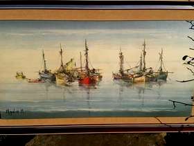 Freecycle Painting by artist jorge aguilar agon called, "island of boats".
