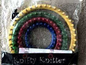 Freecycle “Knifty Knitter” Knitting wheels & Book