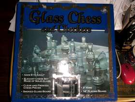 Freecycle Glass chess and checkers set