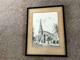 Freecycle Etching of st Mary redcliffe by Edward Scott