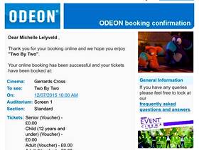 Freecycle 5 free tickets to two by two film