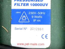 Freecycle Fish mate pressurised uv pond filter.