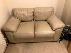 Freecycle 2 Seater Cream Leather Sofa