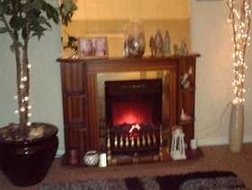 Freecycle Luvly electric medium oak fire suround +built in coal affect ...