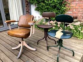 Freecycle 3 Tan-sad office chairs.