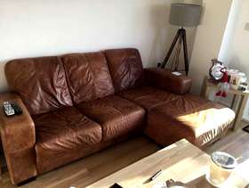 Freecycle Genuine brown leather four seater sofa