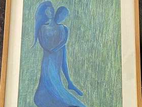 Freecycle Oil pastel painting and frame