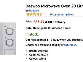 Freecycle Microwave Oven Daewoo KOR6L77