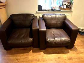 Freecycle Two brown leather John Lewis arm chairs