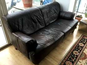 Freecycle Brown leather sofa