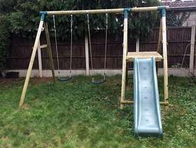 Freecycle Wooden swing set and slide