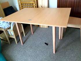 Freecycle Pine foldable dining table and two chairs