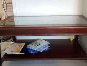 Freecycle Glass heavy wooden coffee table