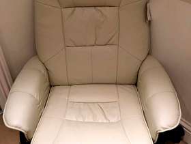 Freecycle Cream Colored Recliner Armchair with Footstool