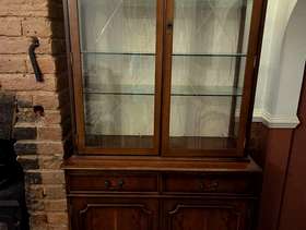 Freecycle Yew sideboard with glass fronted cabinet