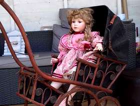 Freecycle Victorian style pram and China doll
