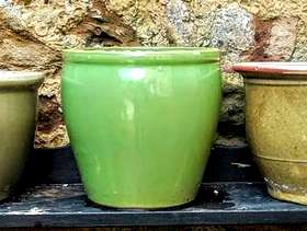 Freecycle 3 glazed plant pots