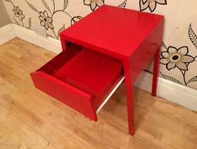 Freecycle Trendy red metal bedside cabinet