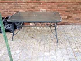 Freecycle Glass and Metal Garden Table Seats 6 Good Condition