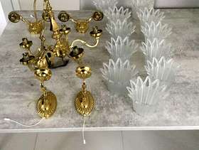 Freecycle Central Brass ceiling light with matching wall lights