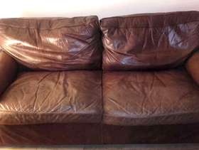 Freecycle Italian High Quality 3 seater brown leather sofa - Feather ...