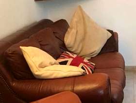Freecycle 3 seater brown leather sofa