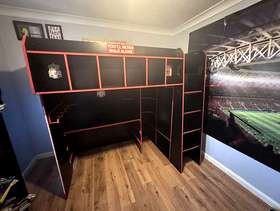 Freecycle Gaming High Sleeper with Adjustable Height Desk and Wardrobe Rail