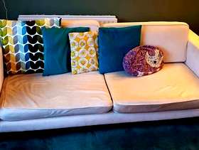 Freecycle 3 seater cream sofa